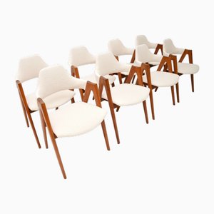 Danish Teak Compass Dining Chairs attributed to Kai Kristiansen, 1960s, Set of 8