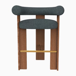 Collector Modern Cassette Bar Chair in Safire 10 Fabric and Smoked Oak by Alter Ego