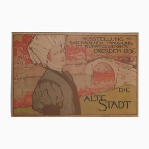 Art Nouveau Exhibition of Saxon Crafts and Arts and Crafts Poster, Dresden, 1896