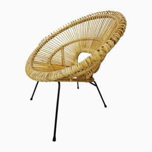 Stuhl aus Metall & Rattan von Franco Albini