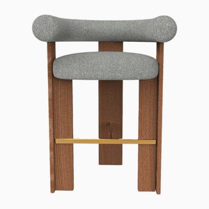Collector Modern Cassette Bar Chair in Safire 12 Fabric and Smoked Oak by Alter Ego