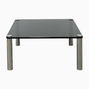 Coffee Table in Chromed Steel and Smoked Glass, Italy, 1970s