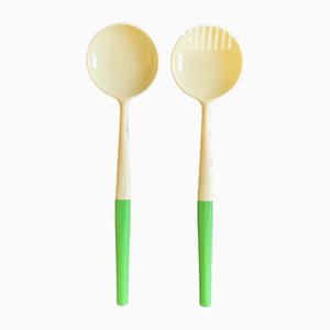 Salad Spoon & Fork by Gino Colombini for Kartell Samco, Milan, Italy, 1958, Set of 2