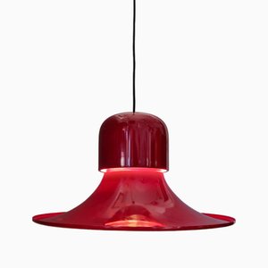 Lámpara colgante de campana grande roja de Joe Colombo, años 60