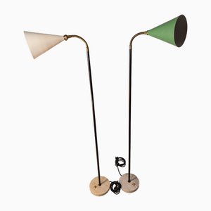Lámparas de lectura vintage de latón de Stilux Milano, años 60. Juego de 2