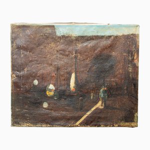 Marina, siglo XX, óleo sobre lienzo, enmarcado