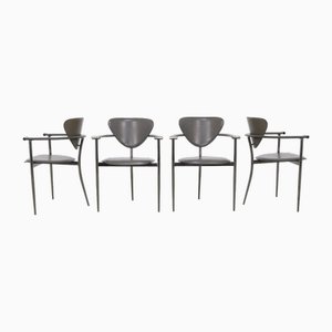 Leather Dining Chairs from Arrben, Italy, 1980s, Set of 4