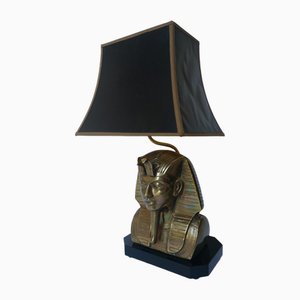 Lampada da tavolo Hollywood Regency Pharaoh in ottone