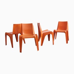 Orange BA 1171 Chairs by Helmut Bätzner for Bofinger, 1960s, Set of 4