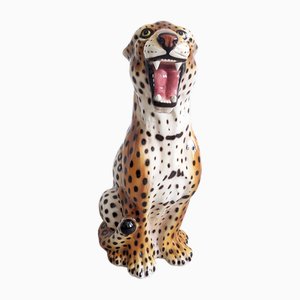 Leopardenstatue aus Keramik, 1990er