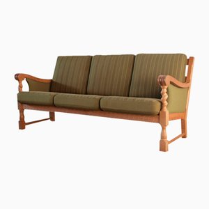 Low Back 3-Seater Sofa in Oak attributed to Henning Kjærnulf, 1960s