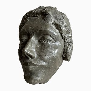 Sculpture Masque Mortuaire en Résine, Milieu du XXe Siècle