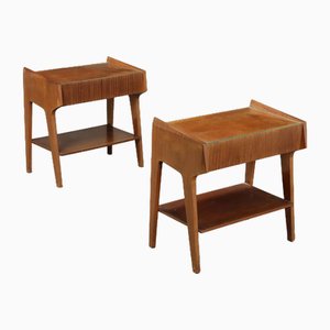 Tables de Chevet Vintage en Placage d'Acajou, 1960s, Set de 2