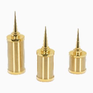 Gilded Brass Candleholders, Set of 3