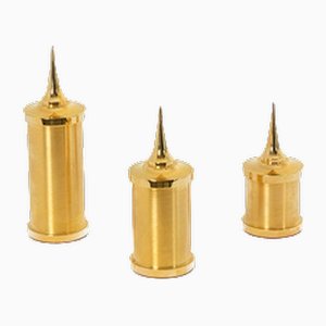 Gilded Brass Candleholders, Set of 3