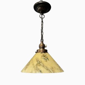 Yellow Marbled Glass Hanging Lamp