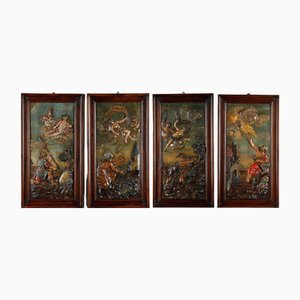 Classical Bas-Reliefs, 18th Century, Limewood, Framed, Set of 4