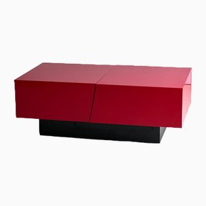 Red Glossy Coffee Table with Bar