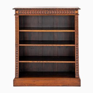 Victorian Carved Oak Open Bookcase, 1880s