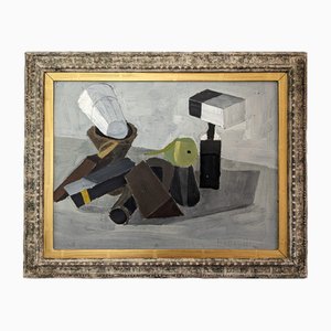 Stacked Objects, Oil Painting, Framed