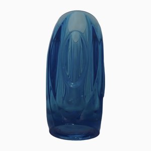 Vintage Bohemian Blue Glass Lens Bullet Vase by Rudolph Schrotter, 1950s