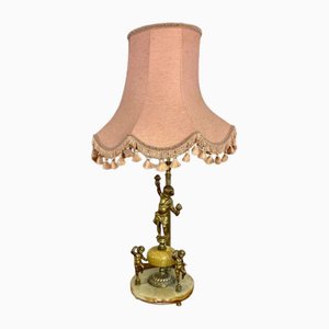 Lámpara de mesa eduardiana de ónice y latón dorado, años 10