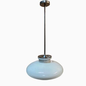 Opaline Glass Pendant Lamp for Kitchen Counter Upcycled from Vintage Glass Shade, 1960