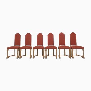 Louis XIII Style Chairs in Wood and Fabric, Set of 8