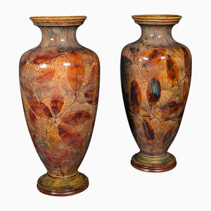 Edwardian English Ceramic Flower Vases, 1910, Set of 2