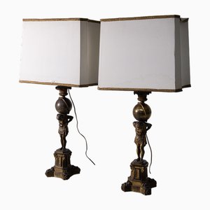 French Bronze Table Lamps, 1790s, Set of 2