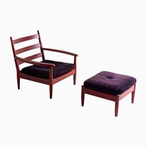 Mid-Century Chairs, Coffee Table & Ottoman, Belgium, 1960s, Set of 11