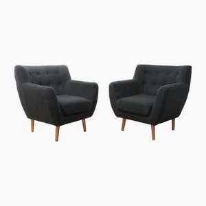 Gray Fabric Armchairs, Set of 2