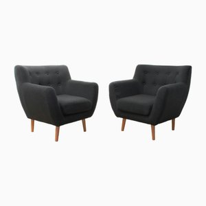 Set of Gray Fabric Armchairs