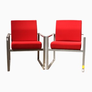 Red and Gray Armchairs, Set of 2