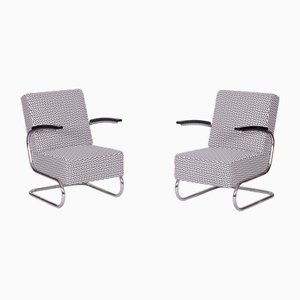 Bauhaus Armchairs in Chrome attributed to Mücke Melder, Czech, 1930s, Set of 2