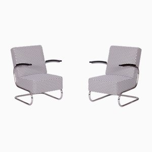 Set of Bauhaus Armchairs in Chrome attributed to Mücke Melder, Czech, 1930s