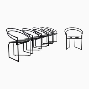 La Tonda Stühle aus Schwarz Lackiertem Metall von Mario Botta für Alias 1980er, 6 . Set