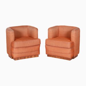 Set of Vintage Art Deco Armchairs in Beech and Walnut Veneer, 1920s