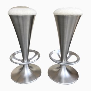 Set of Italian Cone Bar Stools in Stainless Steel and Metal, 1990s