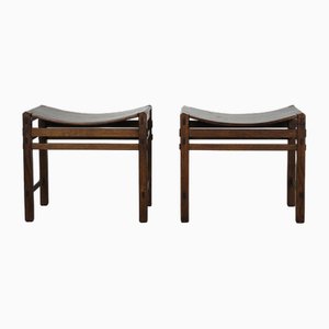 Set of Vintage Stools in Oak Wood by Giuseppe Rivadossi, 1970s