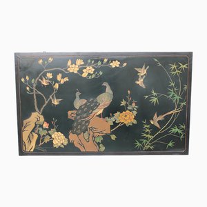 Large Decorative Panel in Lacquered Wood, China, 1950s
