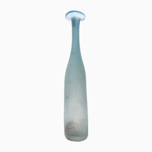 Hellblaue italienische Vintage Scavo Glas Flaschenvase von Gino Cenedese, 1960er