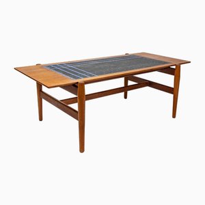 Mid-Century Teak Coffee Table with Mosaic Top, 1960s