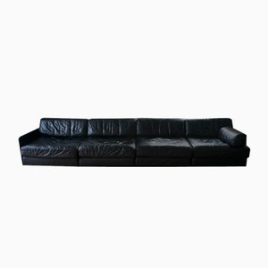 Juego de sofá y sofá cama modular DS76 de cuero negro de De Sede, años 70. Juego de 4