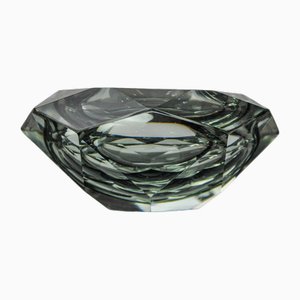 Gray Faceted Sommerso Murano Glass Ashtray by Seguso, Italy, 1970