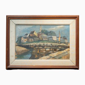Beatrice Mandelman, Mid-Century Abstract Landscape, Watercolor Painting, 1942, Framed