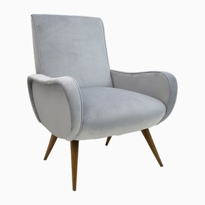 Mid-Century Modern Velvet Armchair, 1950s
