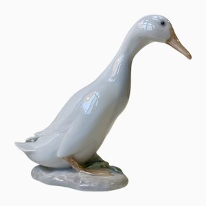 Antique White Duck in Glazed Porcelain by Olaf Mathiesen for Royal Copenhagen, 1910s