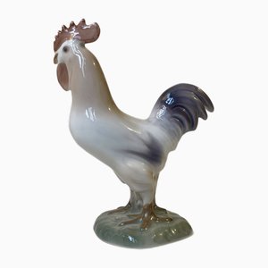 Rooster Figurine in Glazed Porcelain from Bing & Grondahl, 1970s