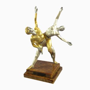 Estatua de bailarines de bronce dorado y plateado de Giuseppe Vasari, siglo XX